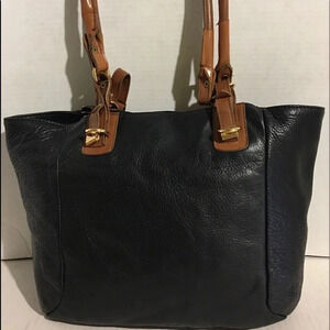Audrey Brooke pebbled Black leather tote handbag